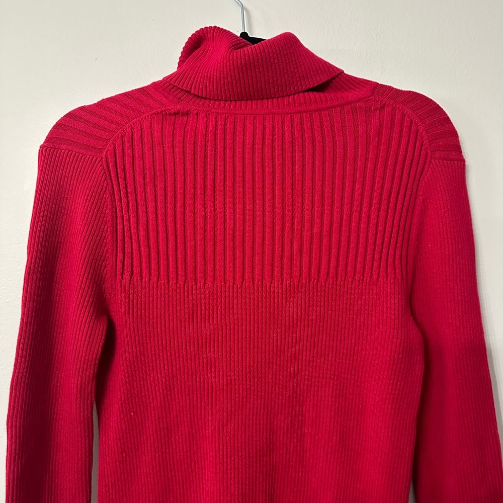 Tommy Hilfiger Turtleneck Long Sleeve Red Ribbed Sweater Size Large GUC - Picture 7 of 8